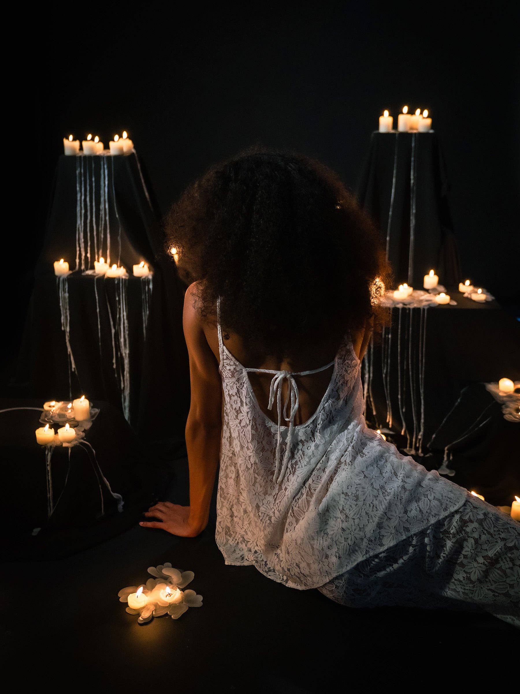 Top lungo in pizzo bianco Luna