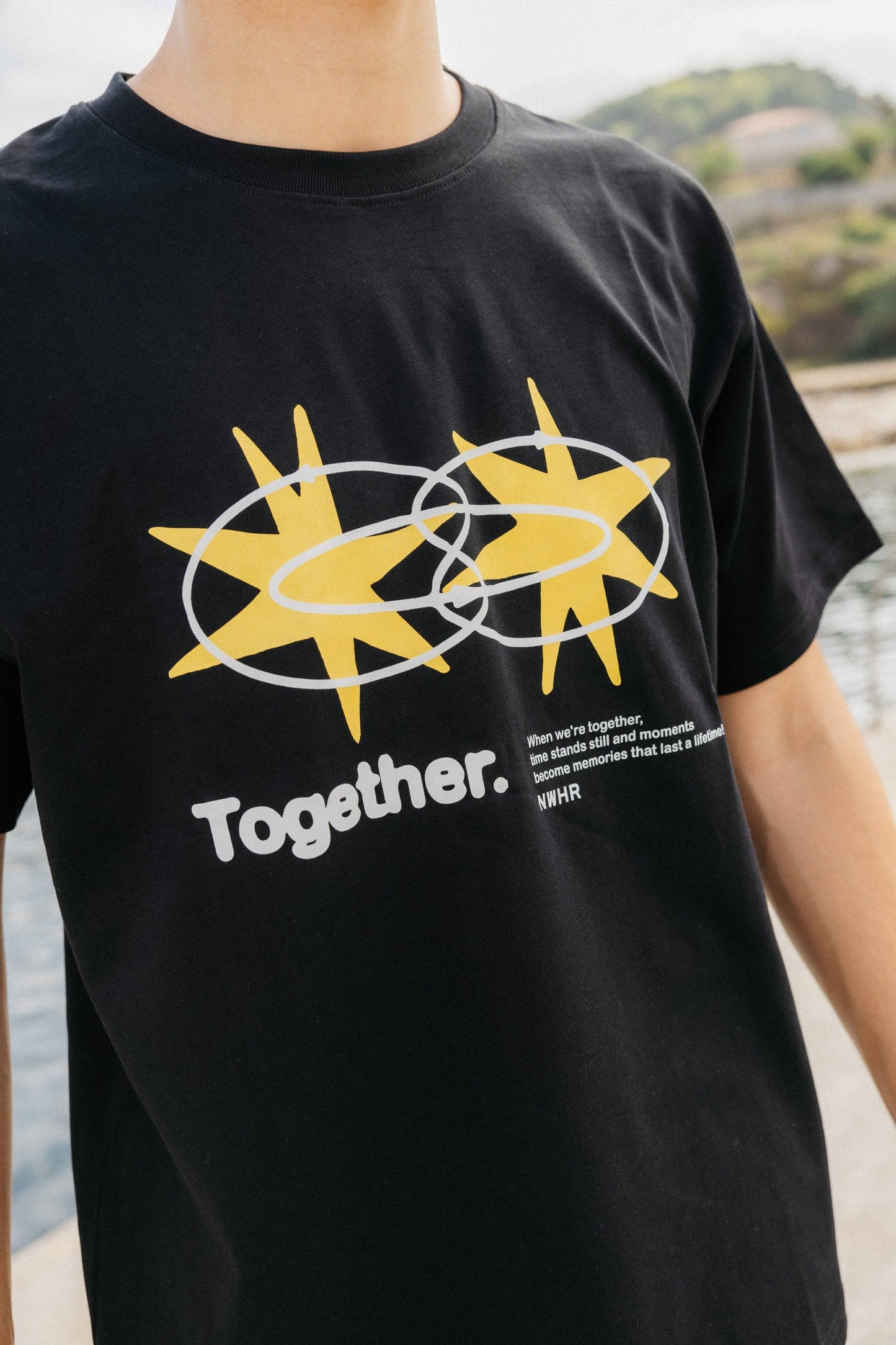 T-shirt nera oversize con stampa Star in cotone biologico