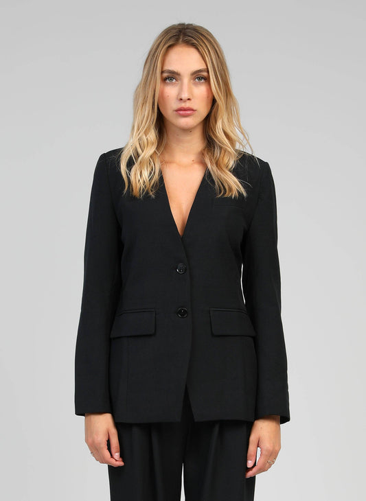 Blazer nero aderente con scollo a V