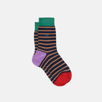 Calzini a righe larghe in cotone pettinato navy e beige