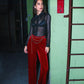 Pantaloni a Zampa in Velluto Rosso