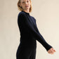 Maglione a costine con collo a lupetto in misto cashmere