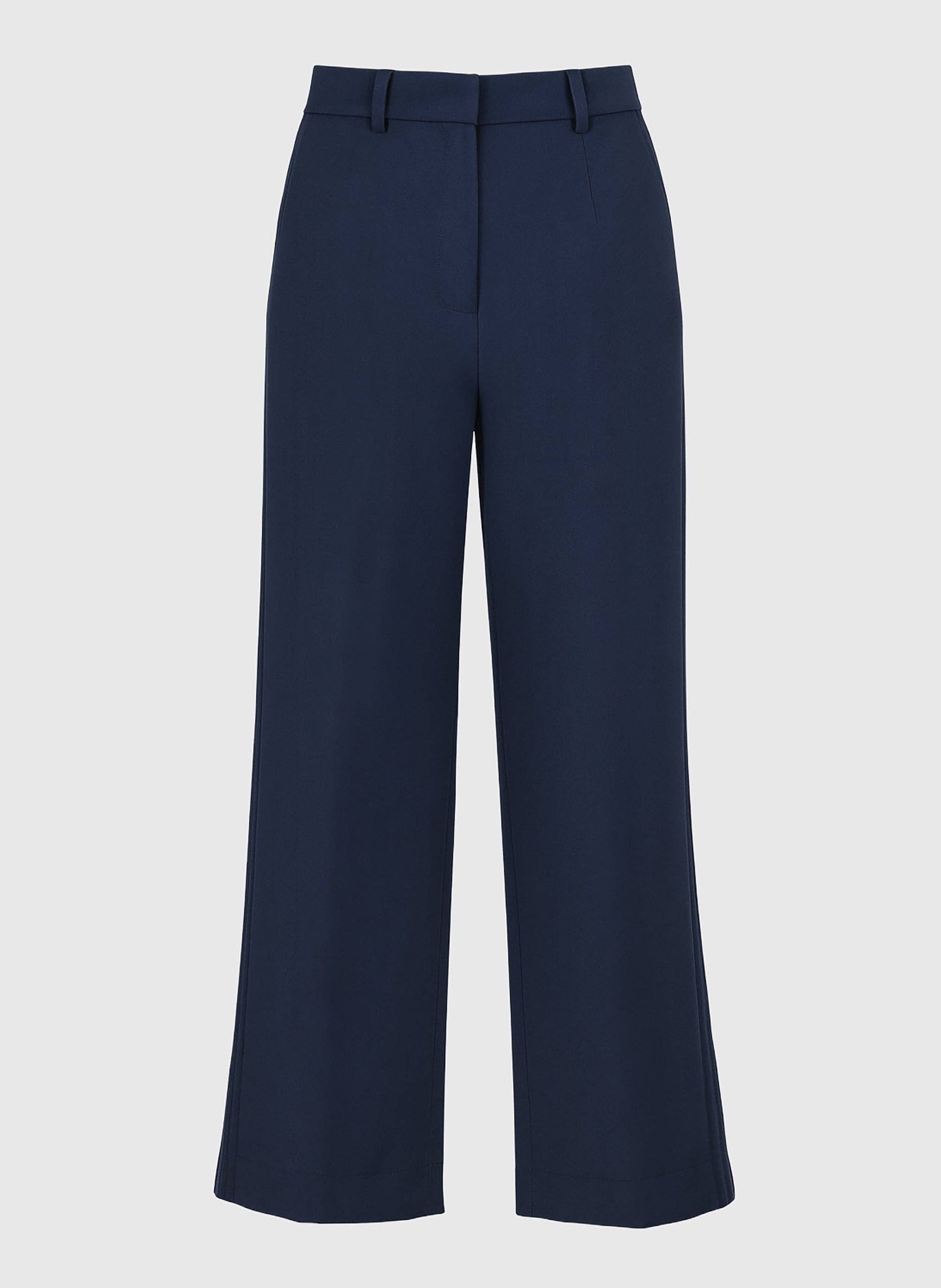 Pantaloni palazzo blu marino a vita alta