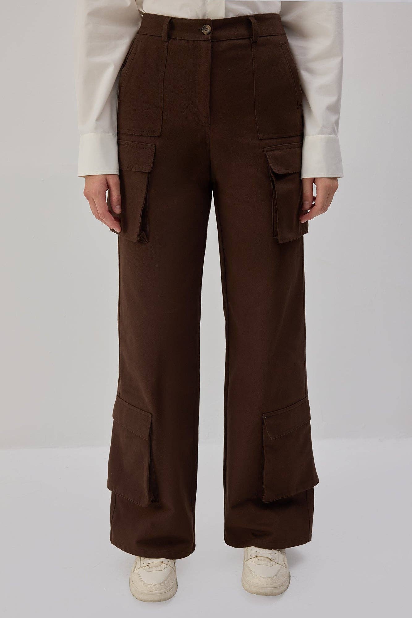 Pantaloni cargo in gabardine di cotone
