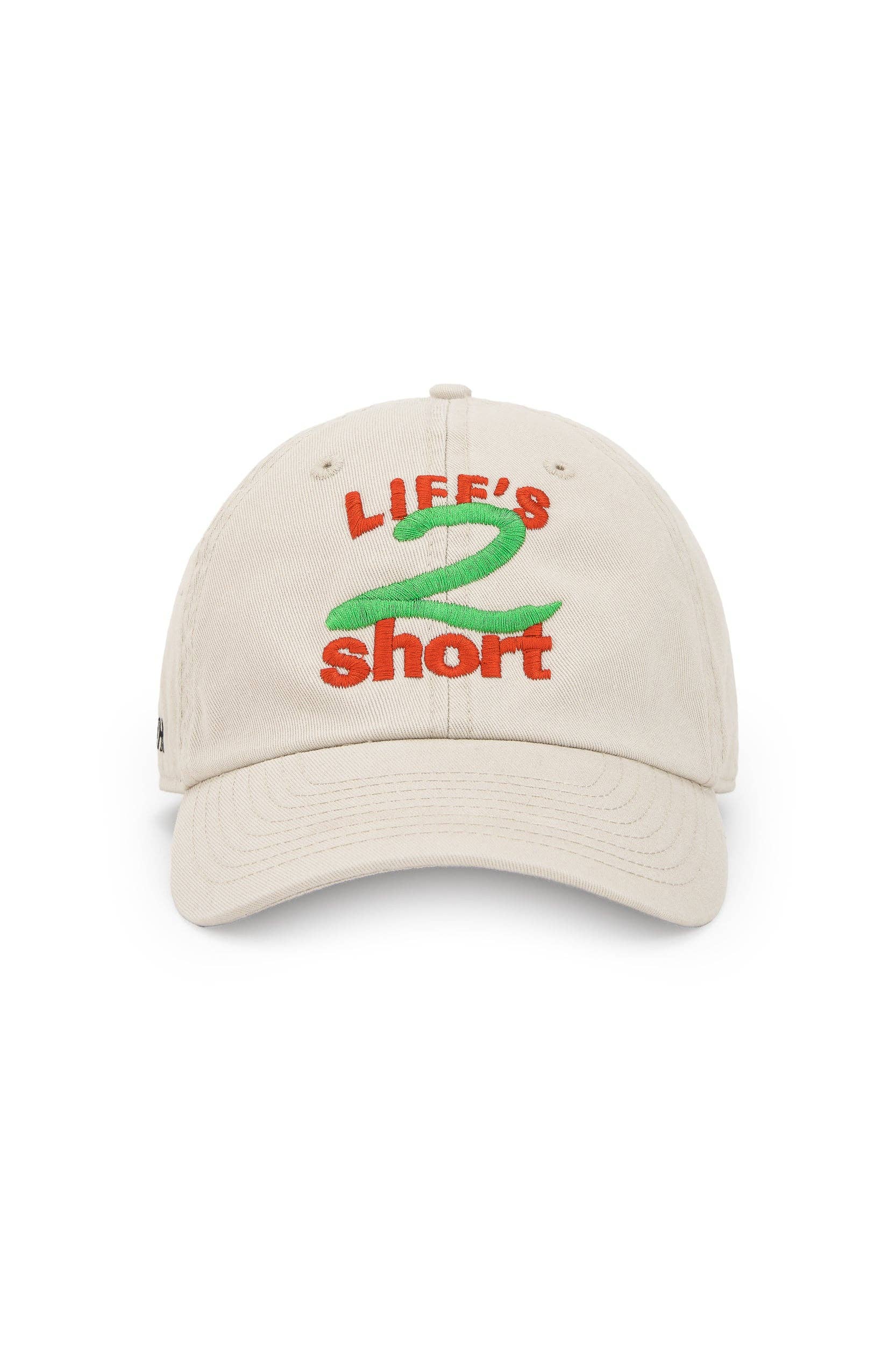 Cappellino ricamato Life’s Too Short in cotone biologico