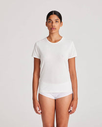 T-shirt Chrisstine in cotone biologico pointelle bianca