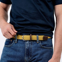 Cintura elastica intrecciata giallo curry