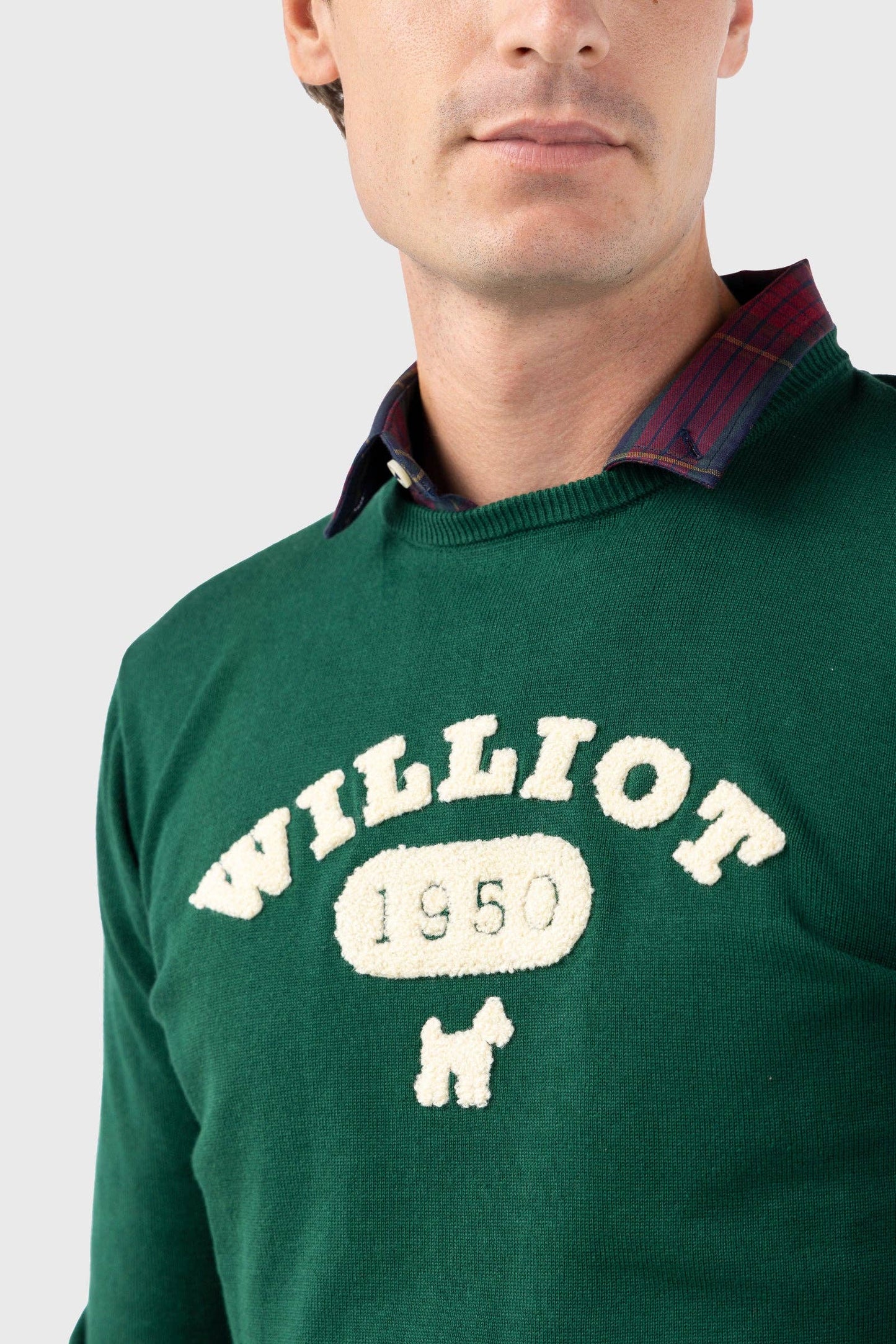 Maglia in cotone verde bottiglia stile anni Cinquanta