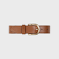 Cintura donna in pelle marrone con fibbia dorata