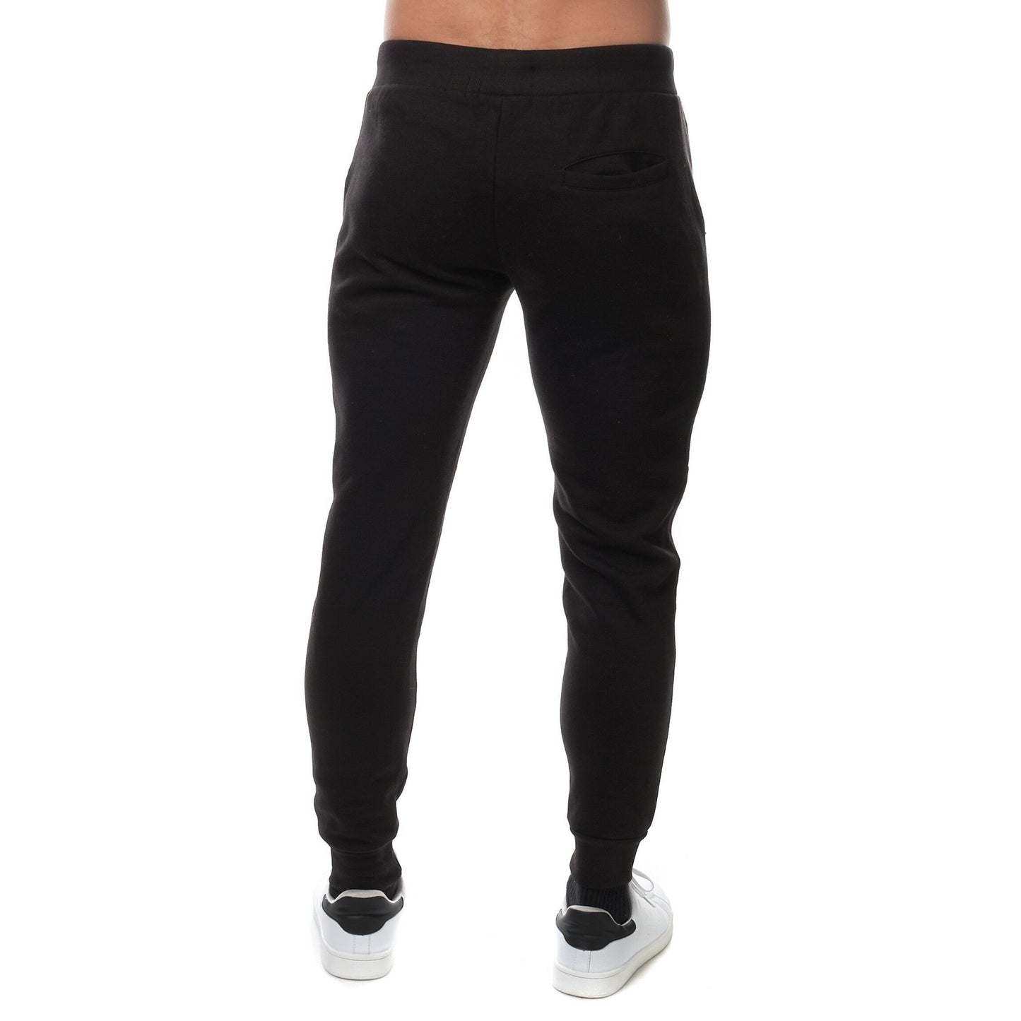 Pantaloni jogger in pile bicolor nero e beige da uomo