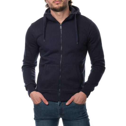 Felpa uomo con cappuccio e zip in pile bicolore