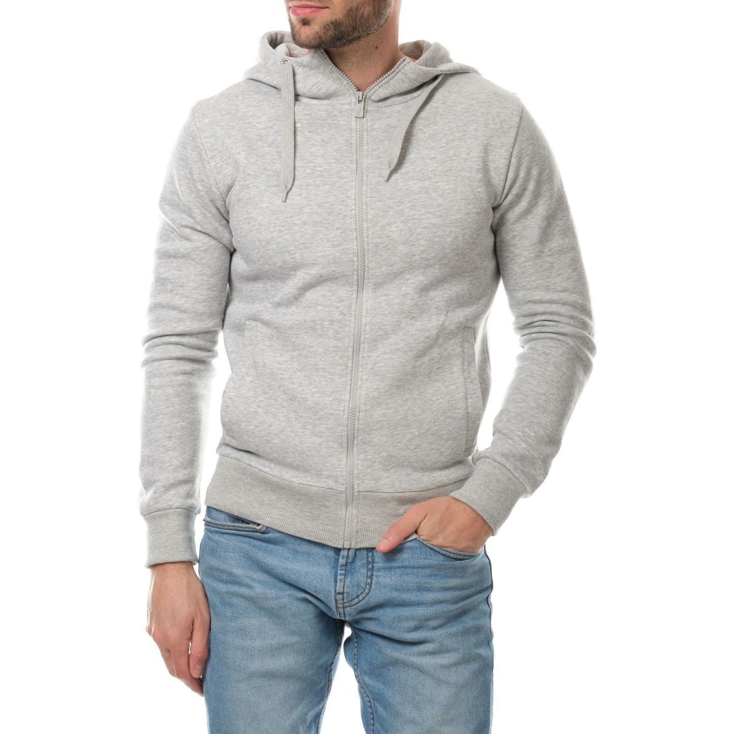 Felpa uomo con cappuccio e zip in pile bicolore