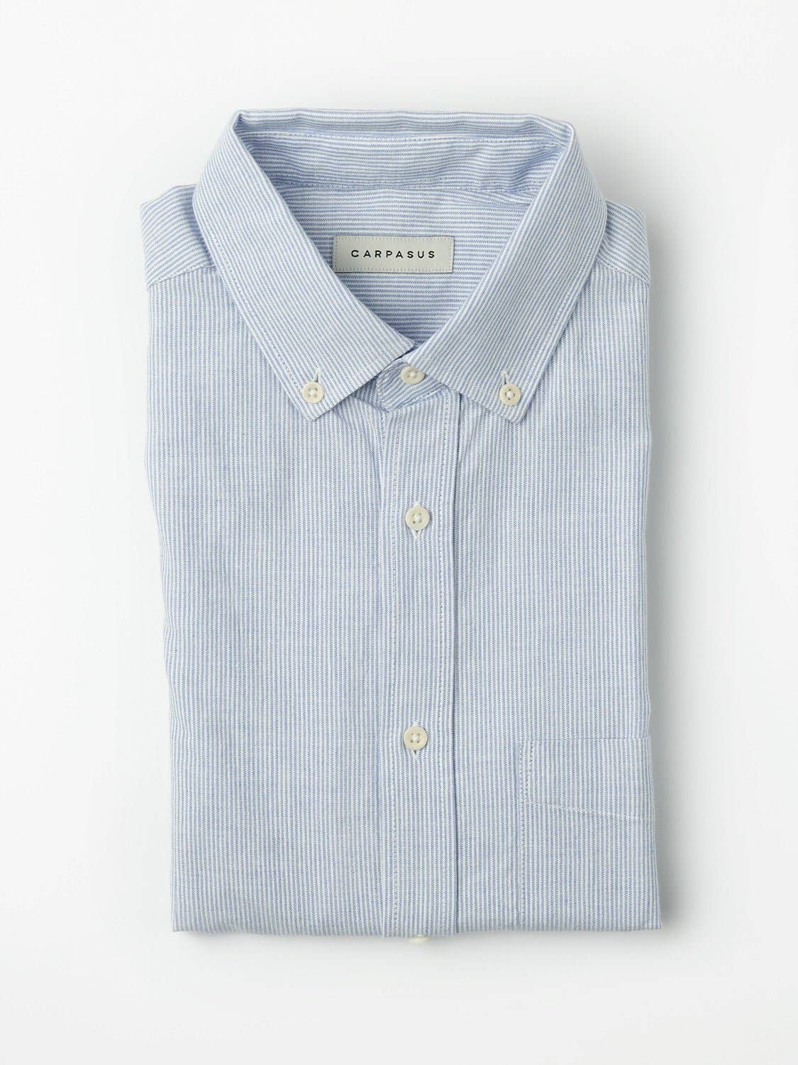 Camicia su misura easy in cotone a righe azzurre