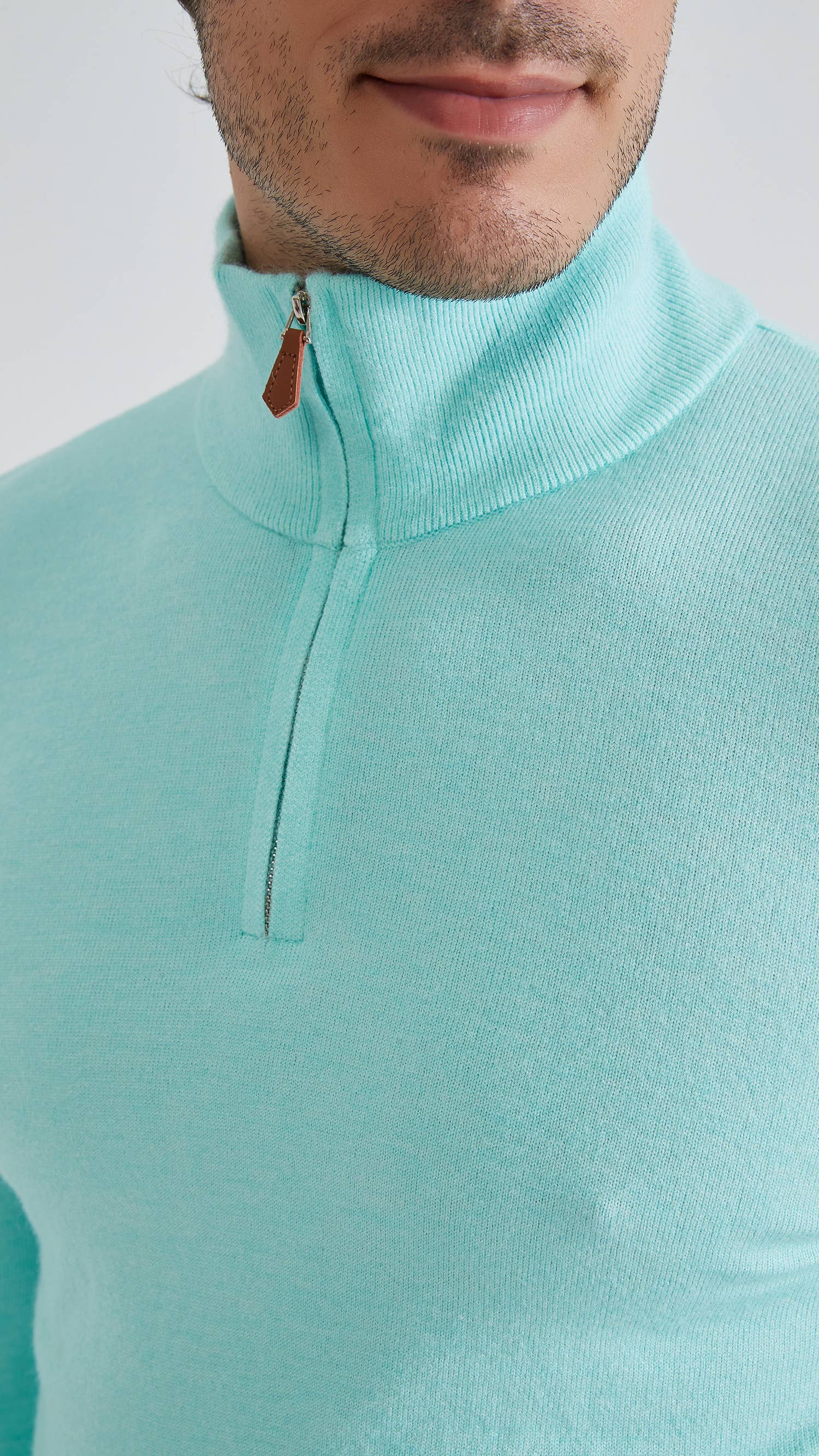 Maglione uomo con collo camionneur Cashmere Touch verde acqua