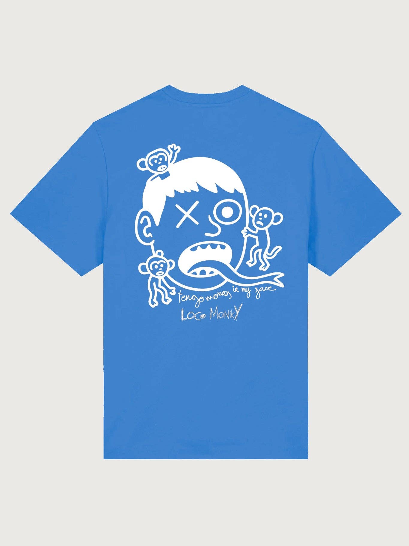 T-shirt blu elettrico con stampa scimmie