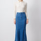 Gonna longuette in denim elasticizzato a sirena a vita alta