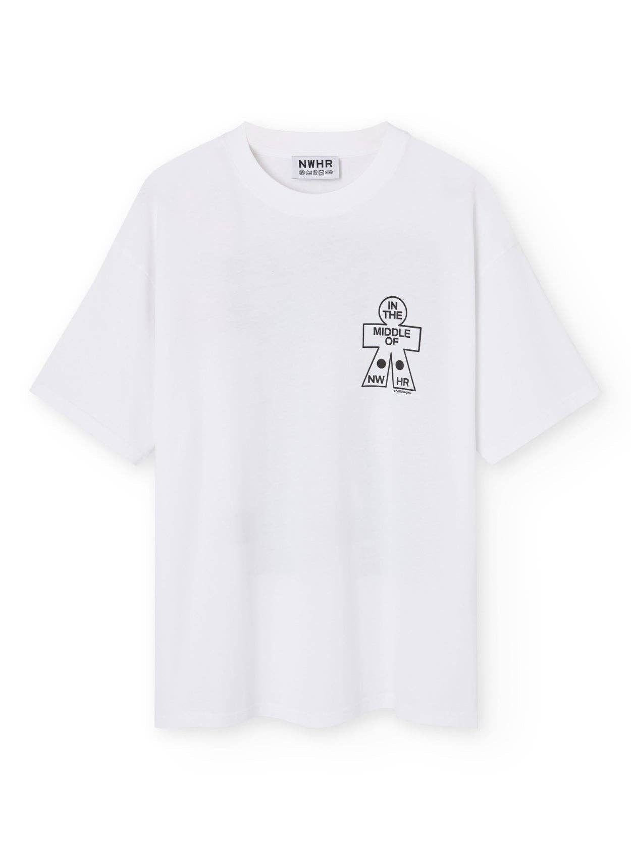 T-shirt oversize bianca con stampa gatto