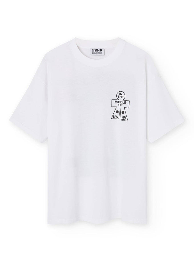 T-shirt oversize bianca con stampa gatto