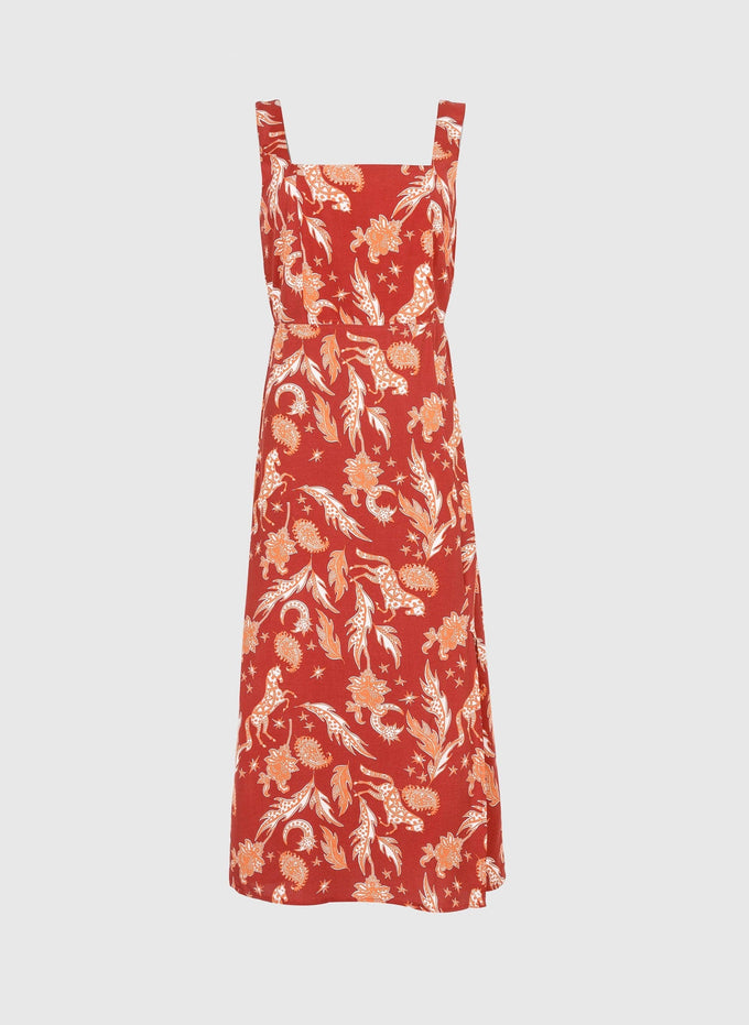 Abito midi Manily con stampa freccia color terracotta