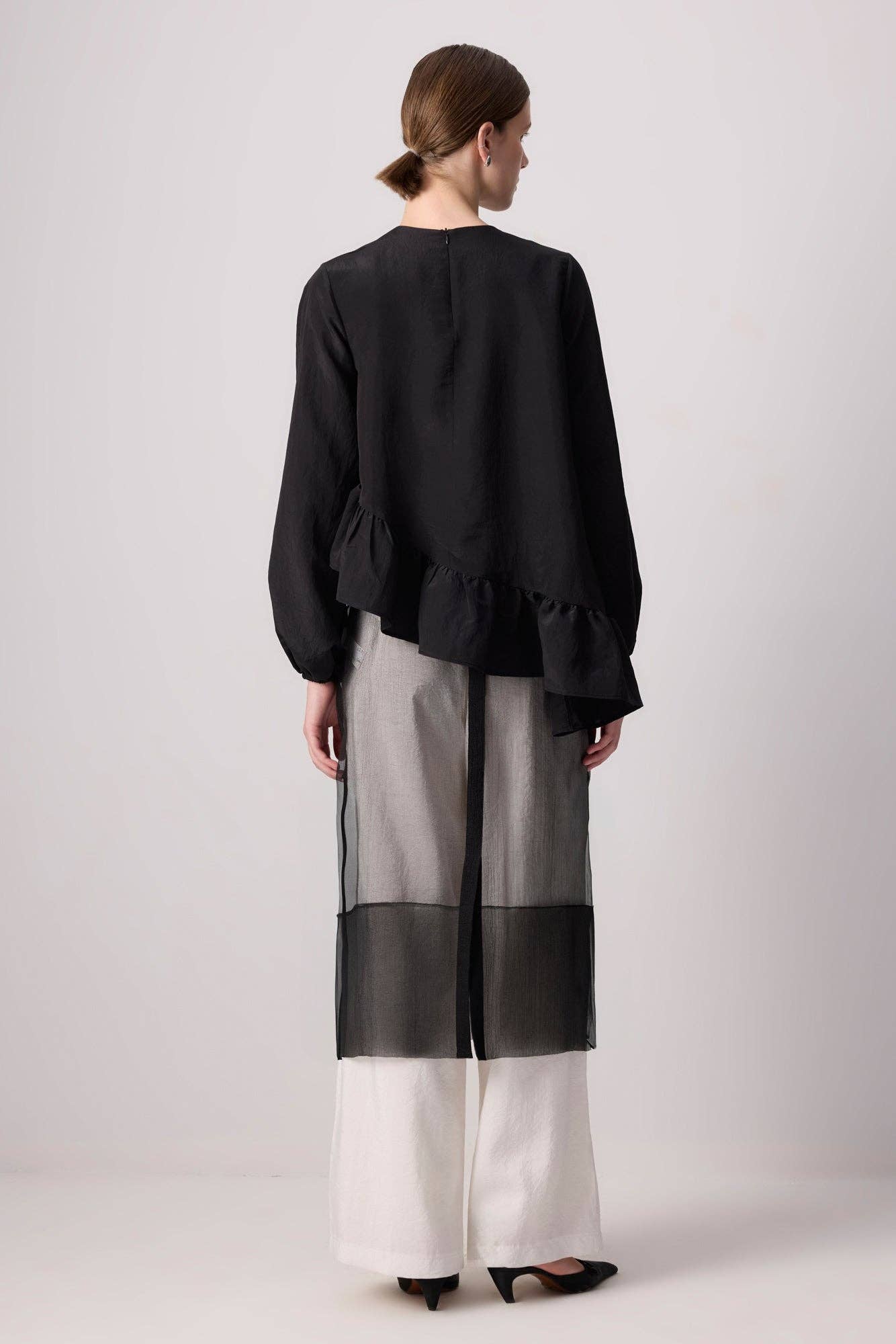 Gonna in organza nera trasparente