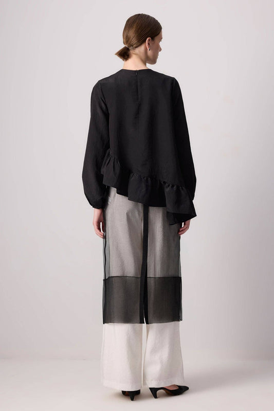 Gonna in organza nera trasparente