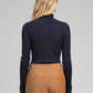 Maglione dolcevita a costine blu navy