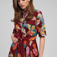 Abito midi in voile di cotone floreale con cintura