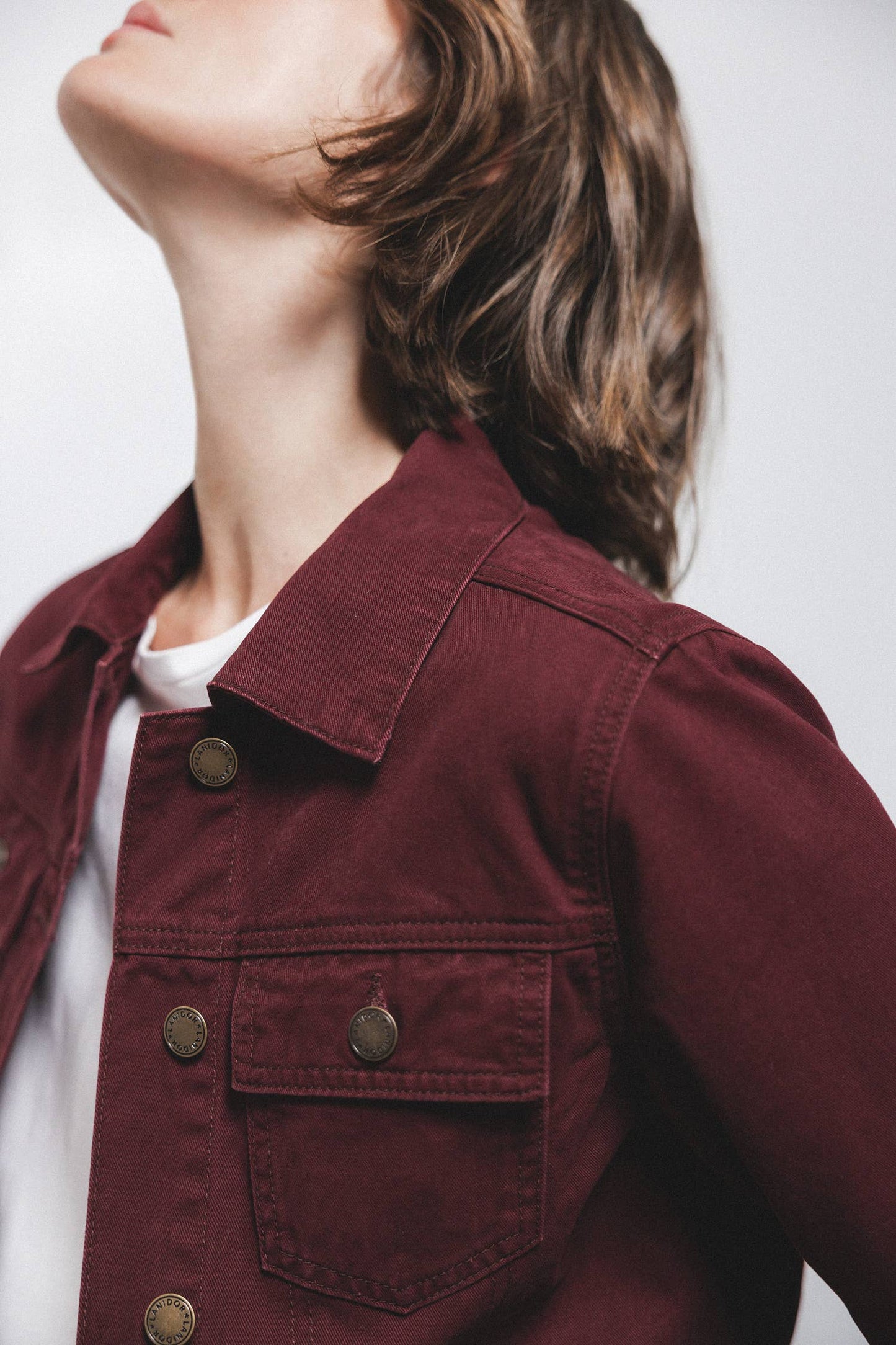 Giacca di jeans in cotone bordeaux