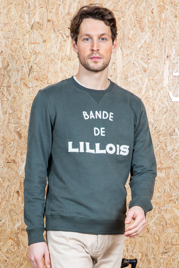 Felpa girocollo “Bande de Lillois” color kaki