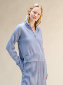 Maglione collo alto con zip in misto cashmere