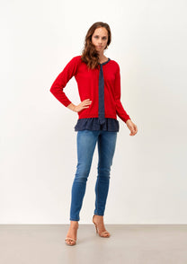 Maglia con fiocco e balza a pois