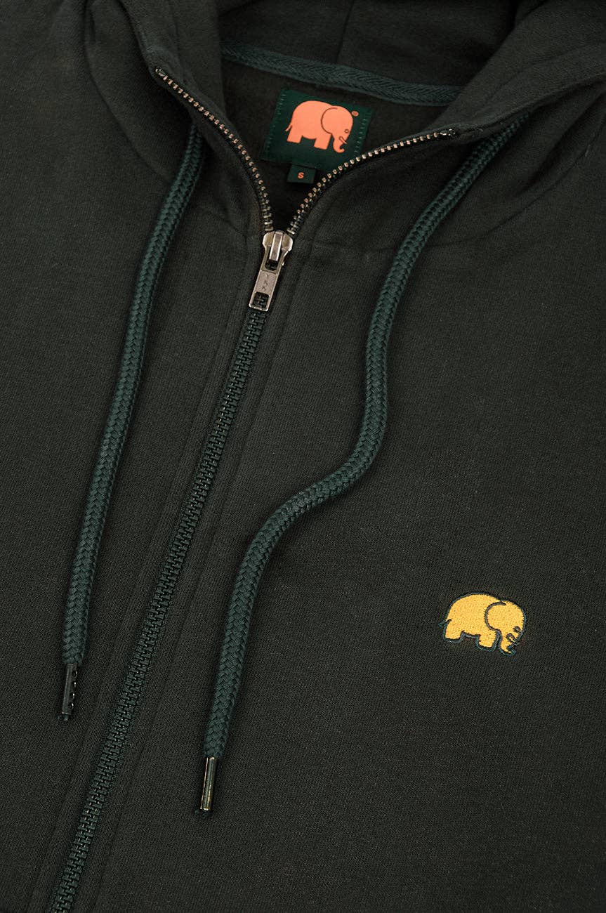Felpa oversize con cappuccio e zip in cotone biologico verde scarabeo da donna