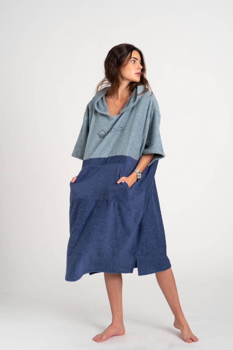 Poncho Surf Blu Tramonto in Cotone Biologico