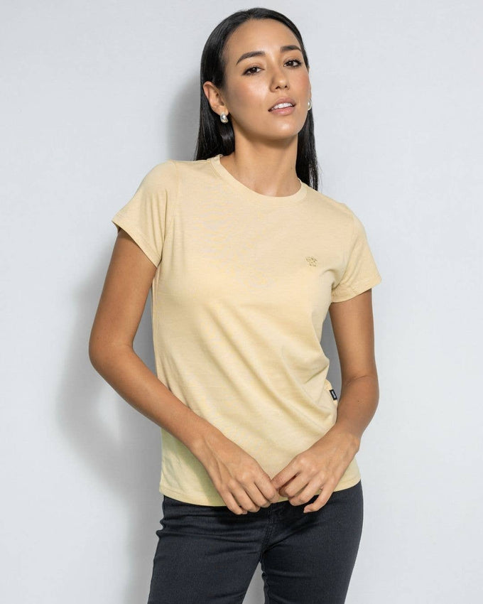 T-shirt donna beige antimacchia in cotone
