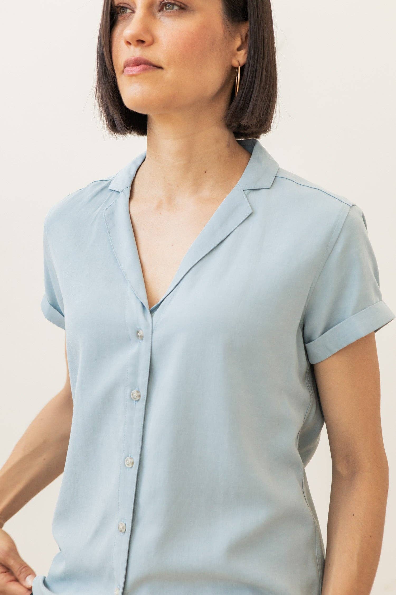 Camicia Innes a maniche corte azzurro cielo