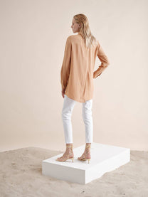Camicia rilassata in misto lino e rayon