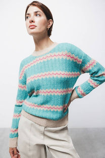 Maglione a righe in maglia con girocollo