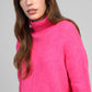 Maglione dolcevita caldo fucsia da donna