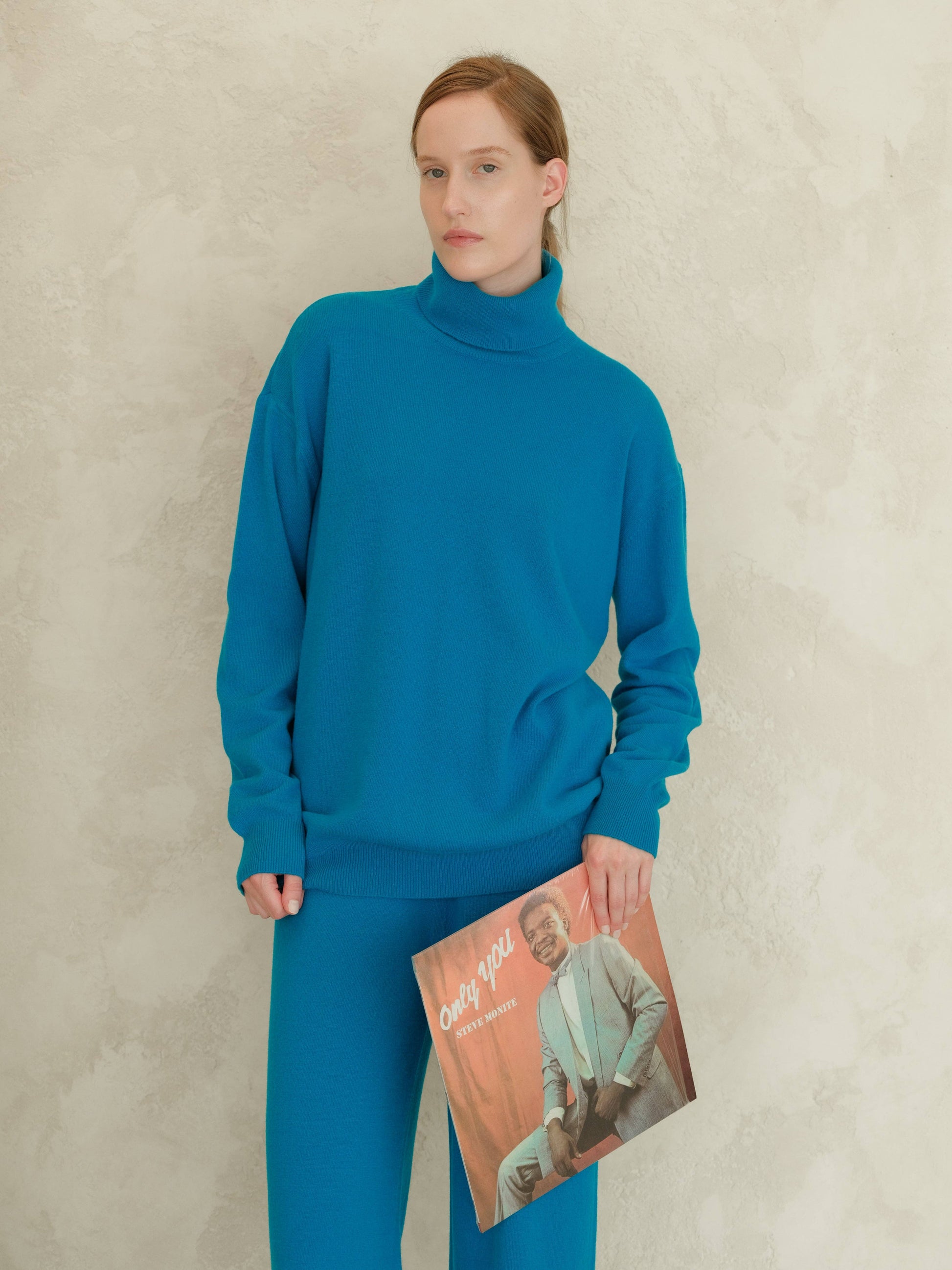 Maglione dolcevita classico in misto cashmere