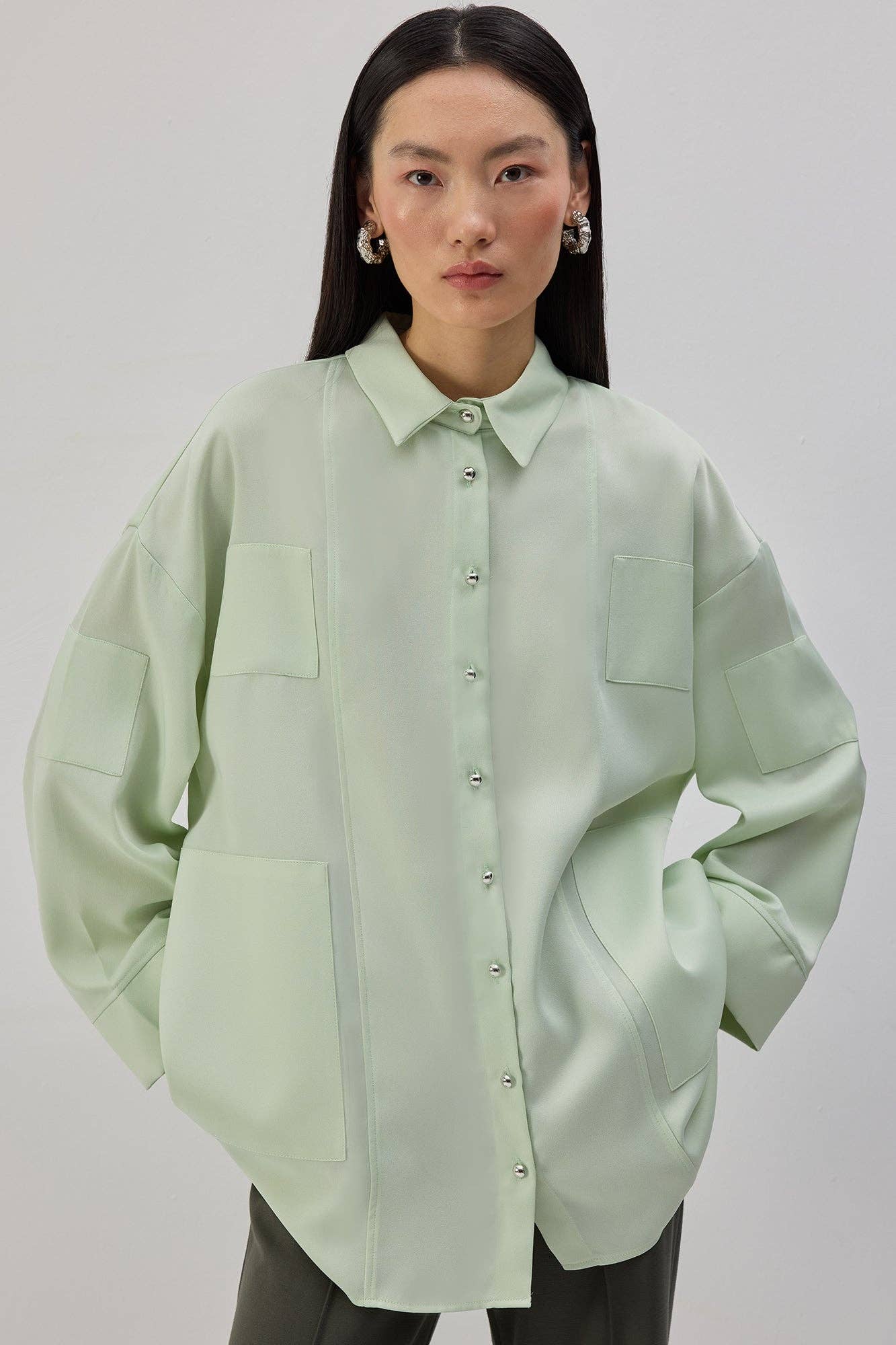 Camicia oversize in raso