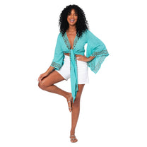 Top estivo boho in cotone con maniche a campana