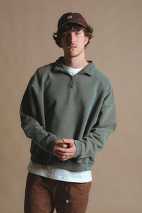 Maglione oversize super pesante con zip a un quarto verde Kombu