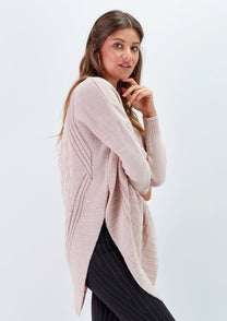 Maglione jacquard oversize rosa cipria