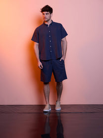 Pantaloncini in lino e cotone con coulisse