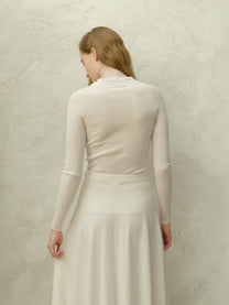Maglione girocollo a costine in lana merino extra fine 3D