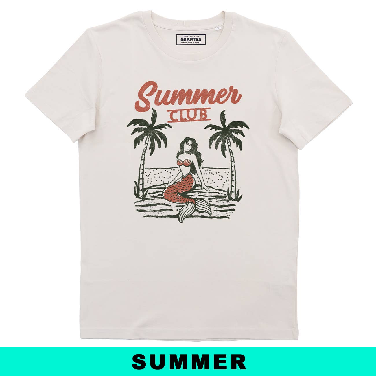 T-shirt unisex Summer Club Mermaid in cotone biologico