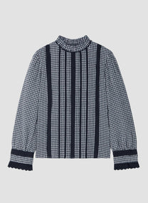 Camicia Saminay a quadri con pizzo e collo alto