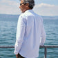 Camicia Oxford su misura a righe bianco e blu