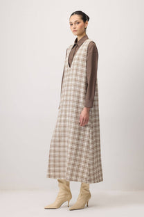 Abito lungo in tweed senza maniche
