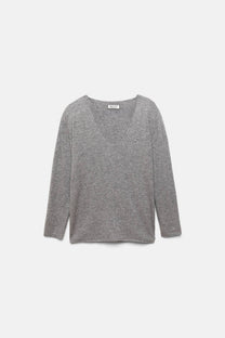 Maglione in maglia rasata con scollo a V